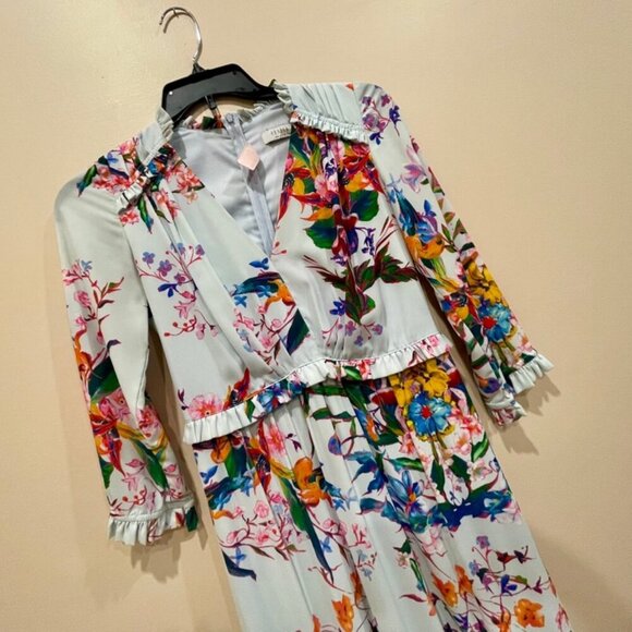 HUNTER BELL DRESS SZ 4 WILDFLOWERS RUFFLE TIERED EMBELLISHMENT AESTHETIC CHIC - Picture 13 of 16